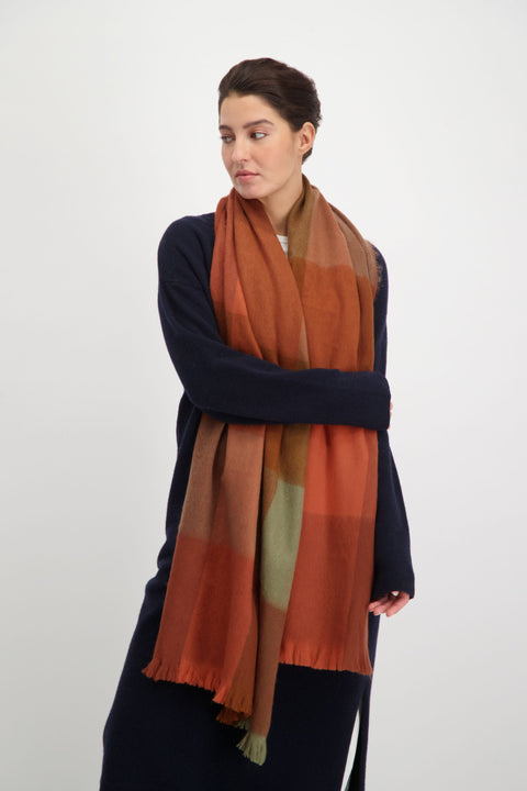 Alpaca Loca | Scarf Blocked Cinnamon, Terracotta and Brown