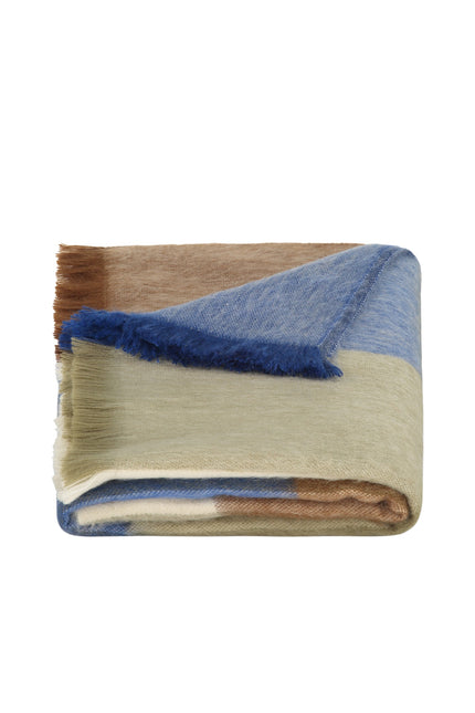 Alpaca Loca | Scarf Blocked Cobalt Blue and Naturals