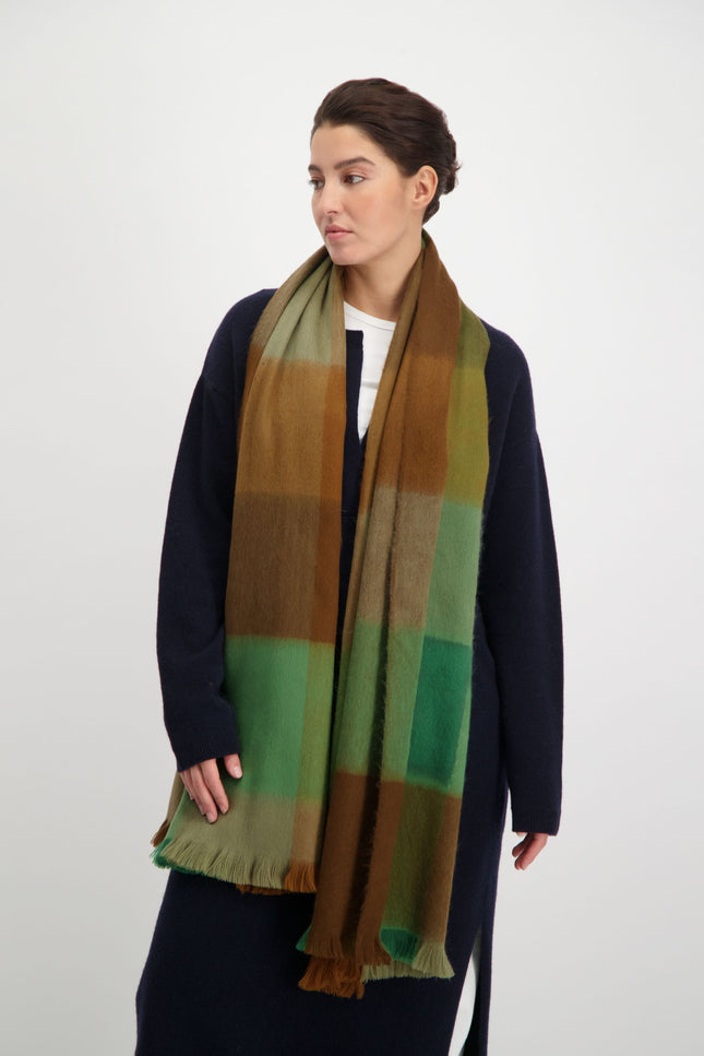 Alpaca Loca | Scarf Blocked Green, Brown and Naturals