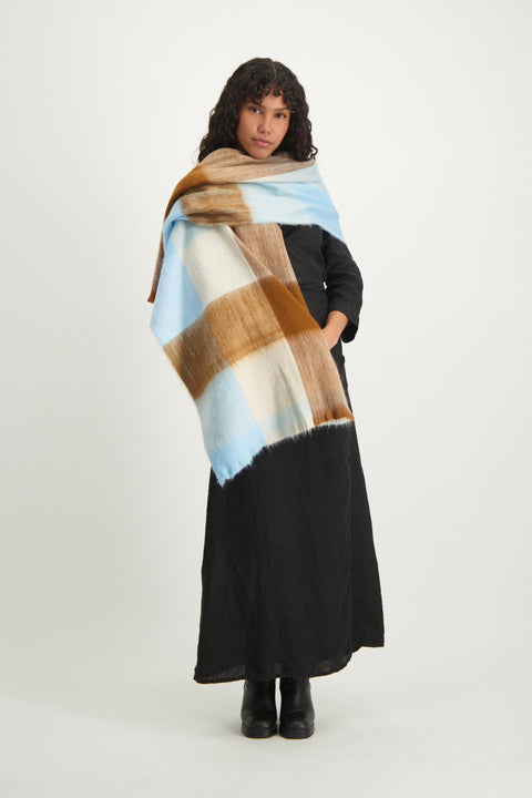 Alpaca Loca | Scarf Blocked Sky Blue and Naturals