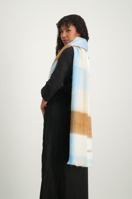 Alpaca Loca | Scarf Blocked Sky Blue and Naturals