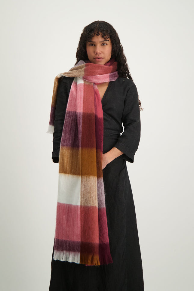 Alpaca Loca | Scarf Blocked Wine Red, Grape and Naturals