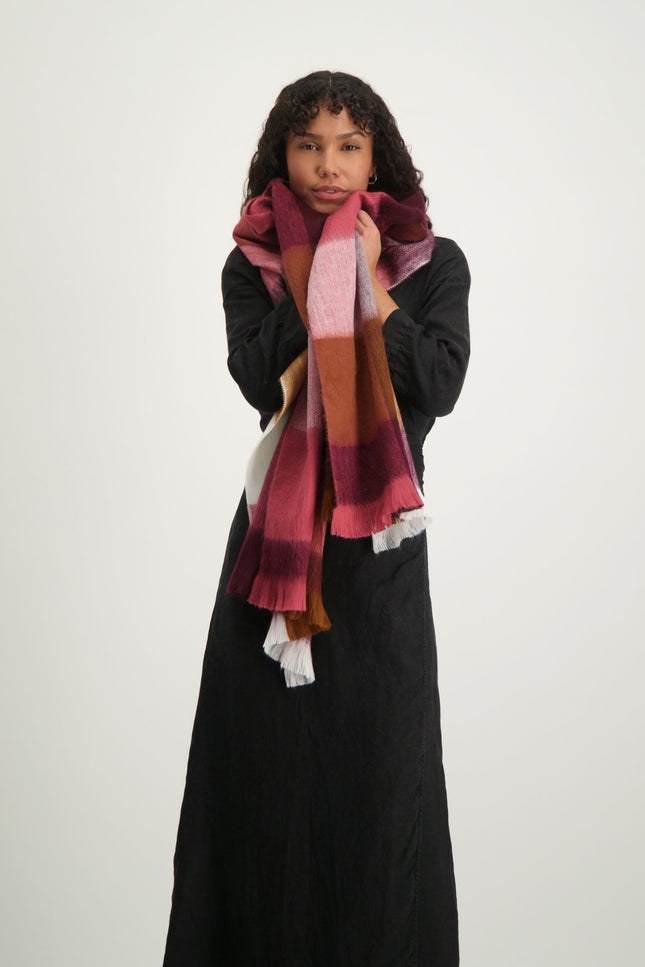 Alpaca Loca | Scarf Blocked Wine Red, Grape and Naturals