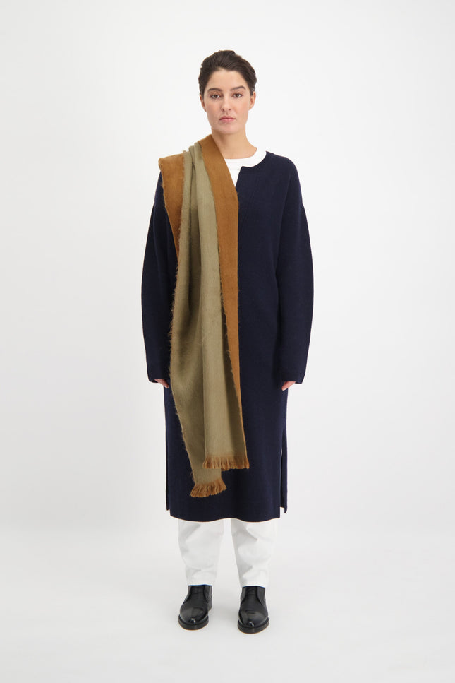 Alpaca Loca | Slim Double Scarf Camel / Cigar Brown