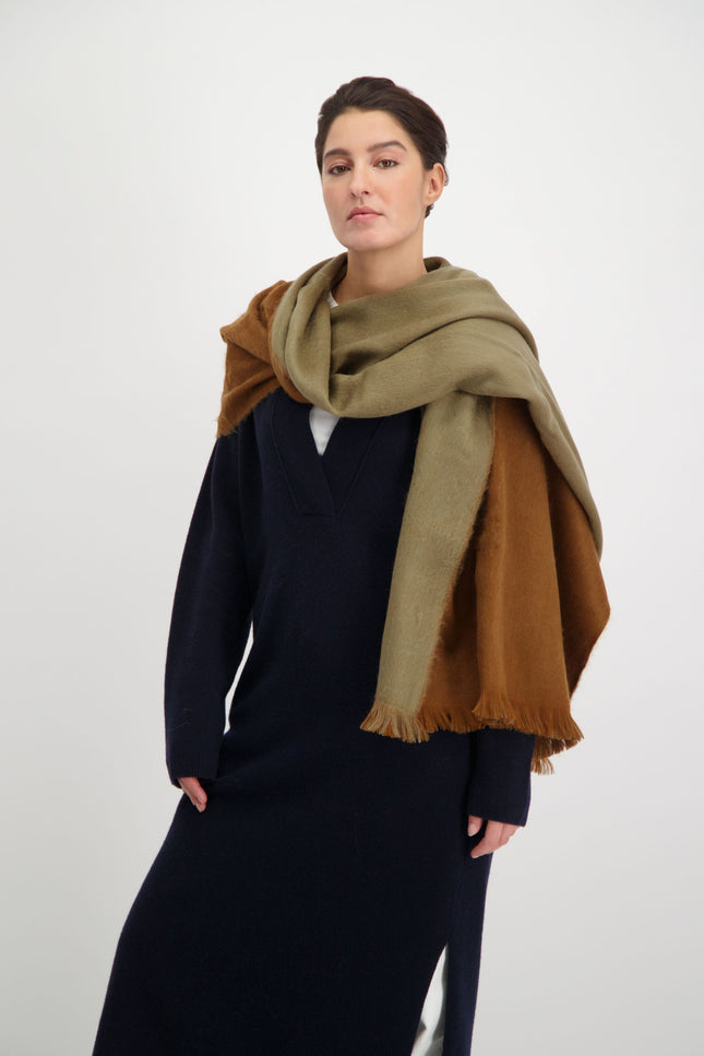 Alpaca Loca | Slim Double Scarf Camel / Cigar Brown