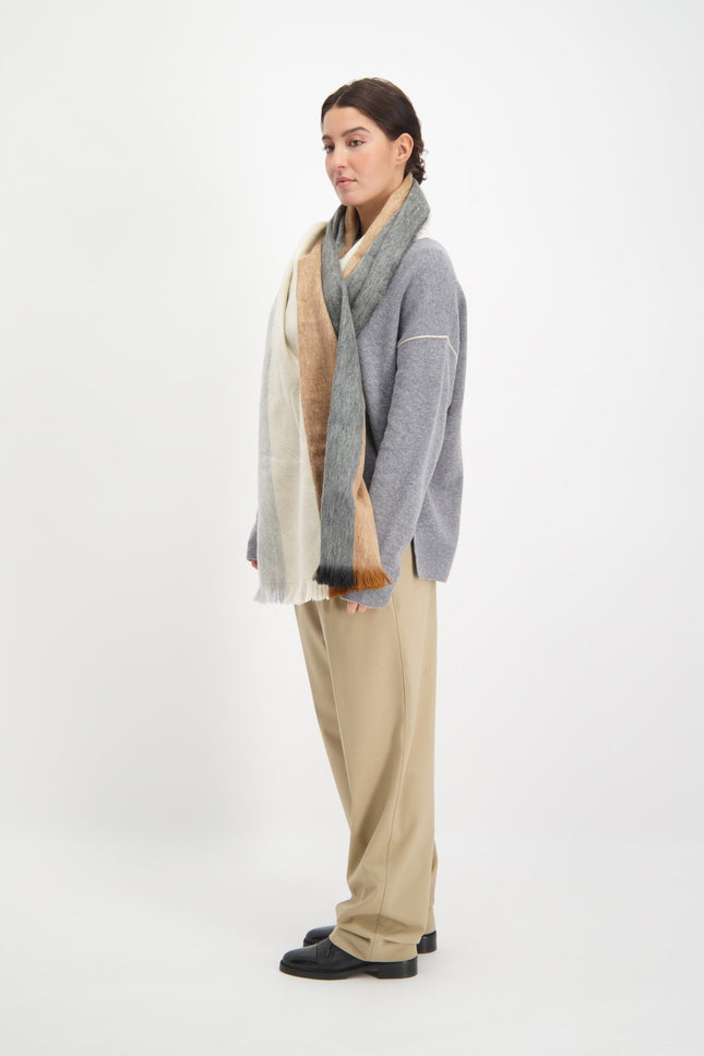 Alpaca Loca | Scarf Striped Black, Grey and Naturals