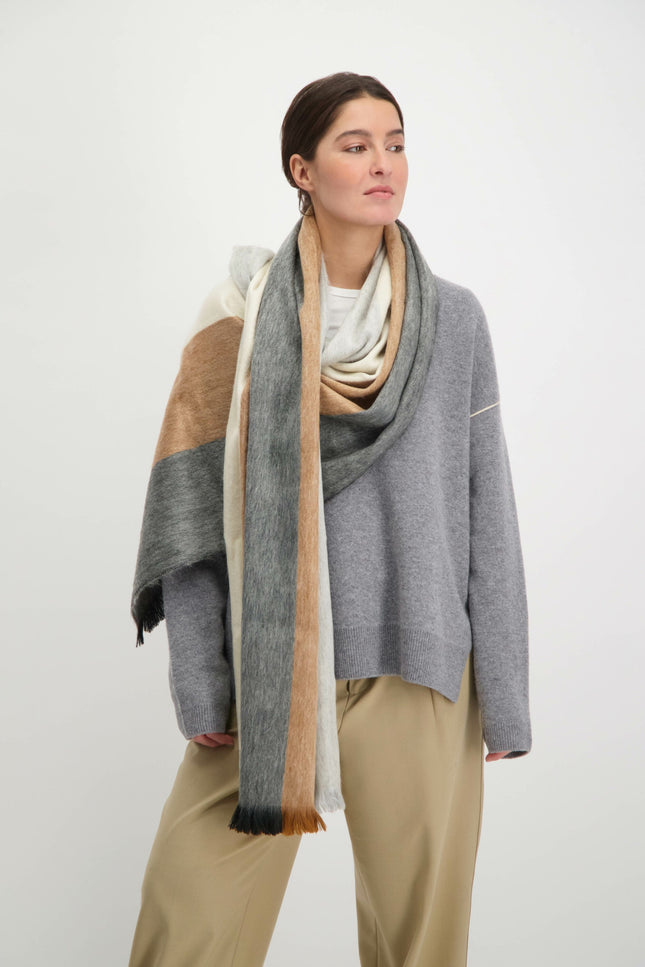 Alpaca Loca | Scarf Striped Black, Grey and Naturals