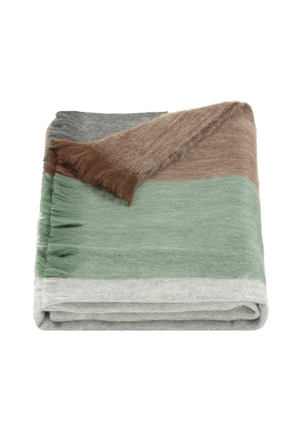 Alpaca Loca | Scarf Striped Brown, Mint and Grey