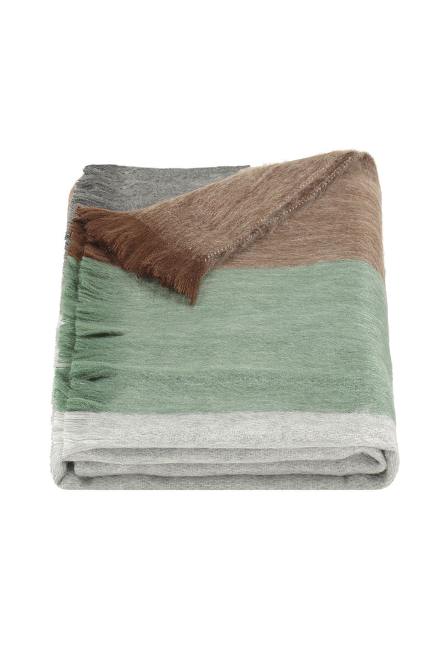 Alpaca Loca | Scarf Striped Brown, Mint and Grey