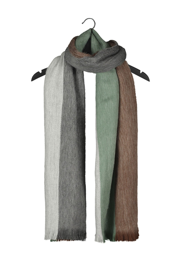 Alpaca Loca | Scarf Striped Brown, Mint and Grey