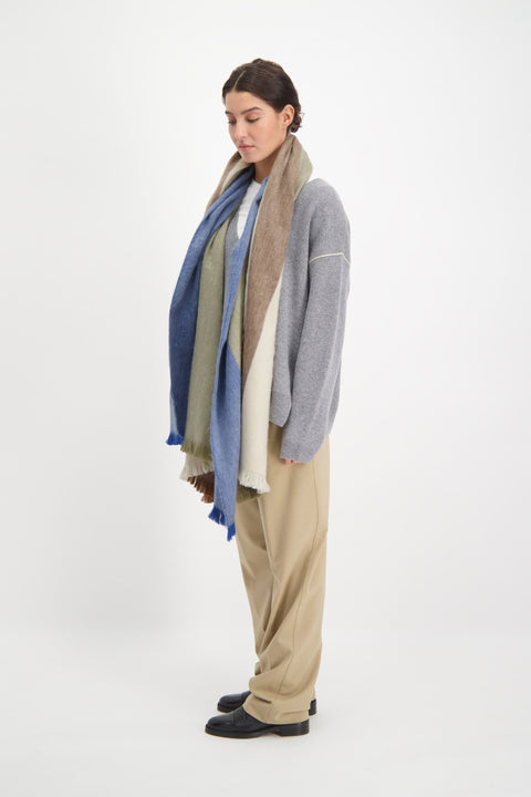 Alpaca Loca | Scarf Striped Cobalt Blue and Naturals