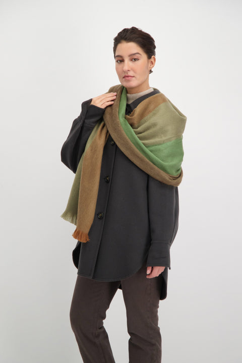 Alpaca Loca | Scarf Striped Green, Brown and Naturals
