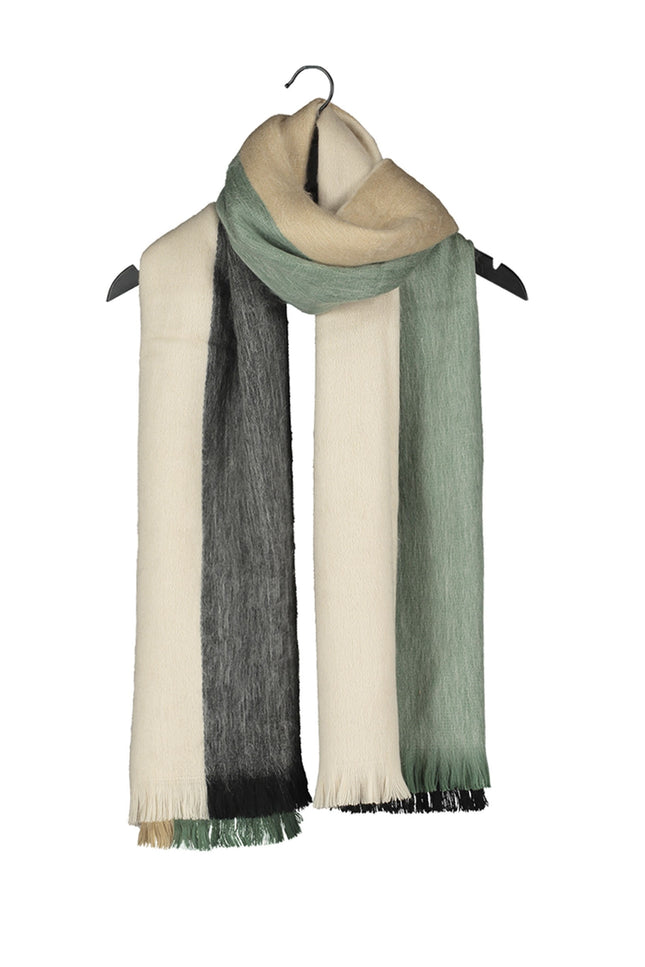 Alpaca Loca | Scarf Striped Mint, Beige and Black