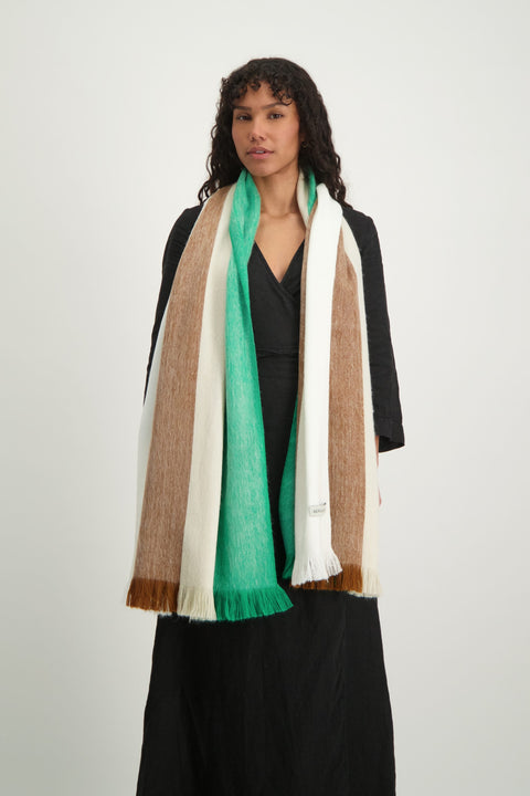Alpaca Loca | Scarf Striped Botanic Green and Naturals