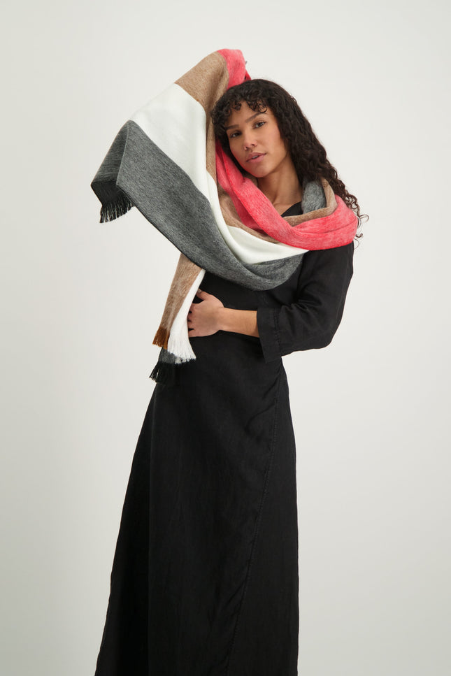 Alpaca Loca | Scarf Striped Red, Black and Naturals