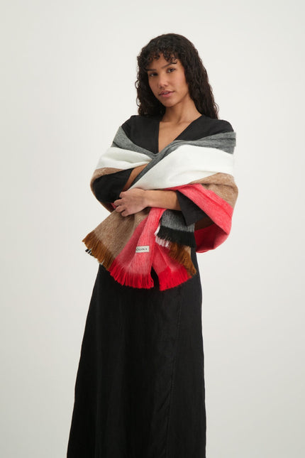 Alpaca Loca | Scarf Striped Red, Black and Naturals