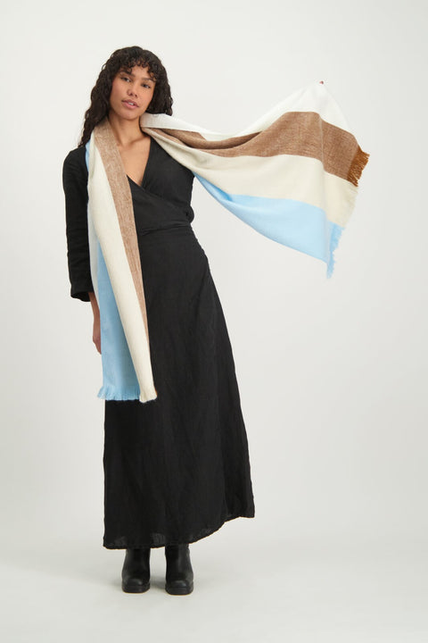 Alpaca Loca | Scarf Striped Sky Blue and Naturals
