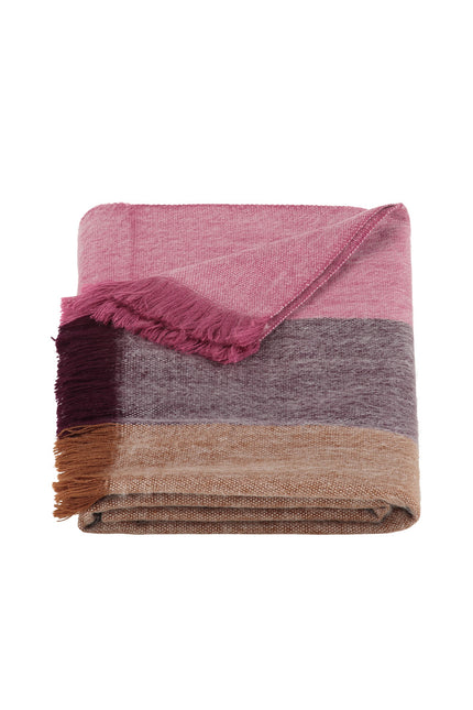 Alpaca Loca | Scarf Striped Wine Red, Grape and Naturals