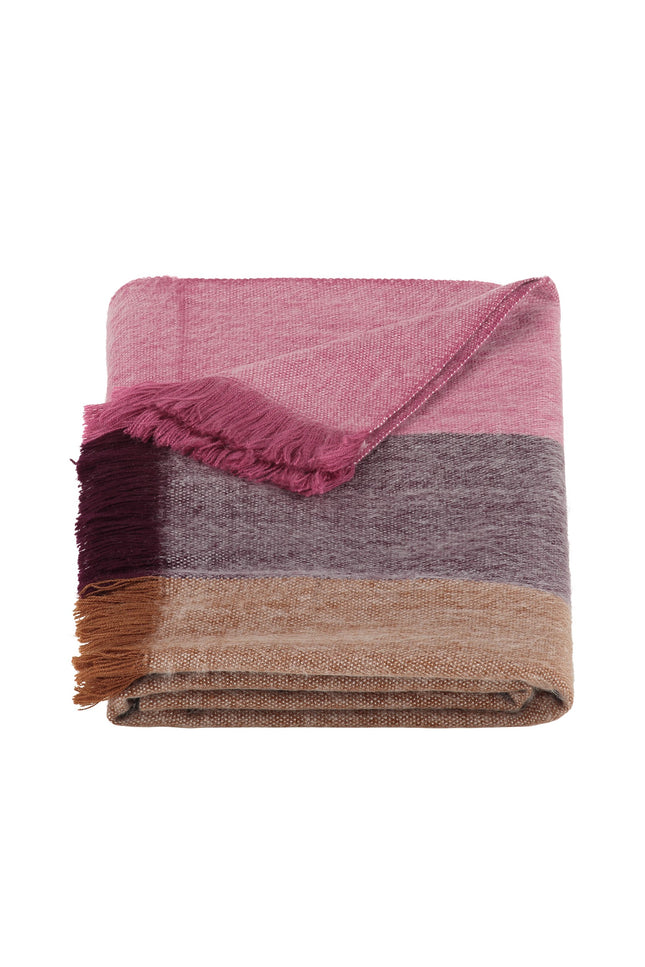 Alpaca Loca | Scarf Striped Wine Red, Grape and Naturals