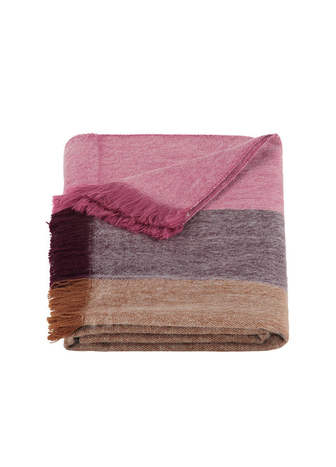 Alpaca Loca | Scarf Striped Wine Red, Grape and Naturals