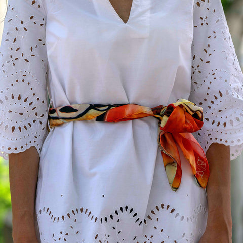 Bess Madrid I Butterfly Nº 1 - Wielokolorowy szalik jedwabny Habotai