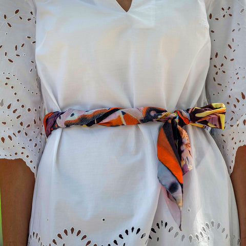 Bess Madrid I Butterfly Nº 2 - Wielokolorowy szalik jedwabny Habotai