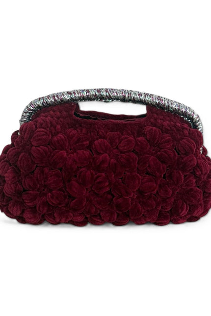 Springmoonatelier | Handmade Velvet Floral Handbag – Statement Crochet Bag