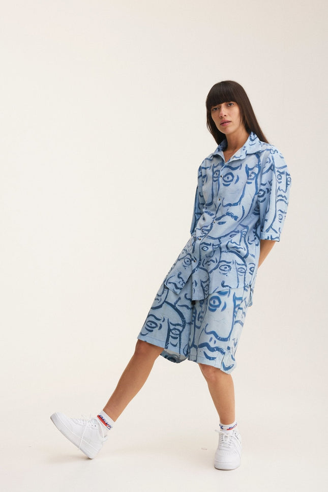 MySimplicated | Shirt & Bermuda Loose Shorts Faces