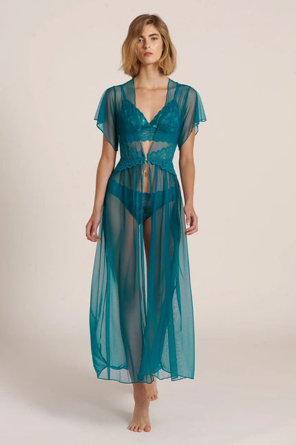 Luciela | TEAL SHEER MESH ROBE