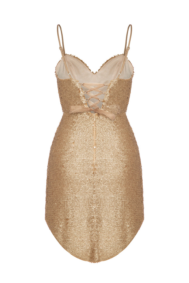 Petra Petrova | Gold Sequin Strappy Mini Dress Sirena