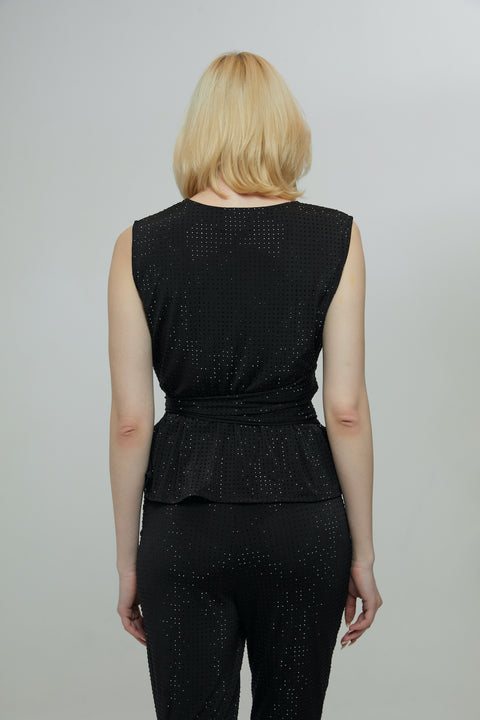 Petra Petrova | Crystal Stone Wrap Black Top Griselle