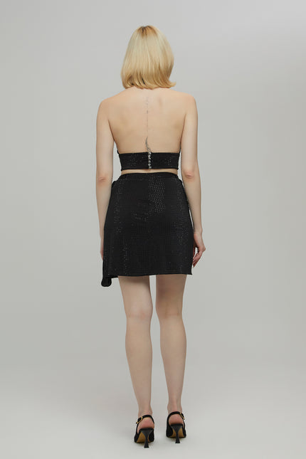 Petra Petrova | Crystal Embellished Draped Mini Skirt Lilia