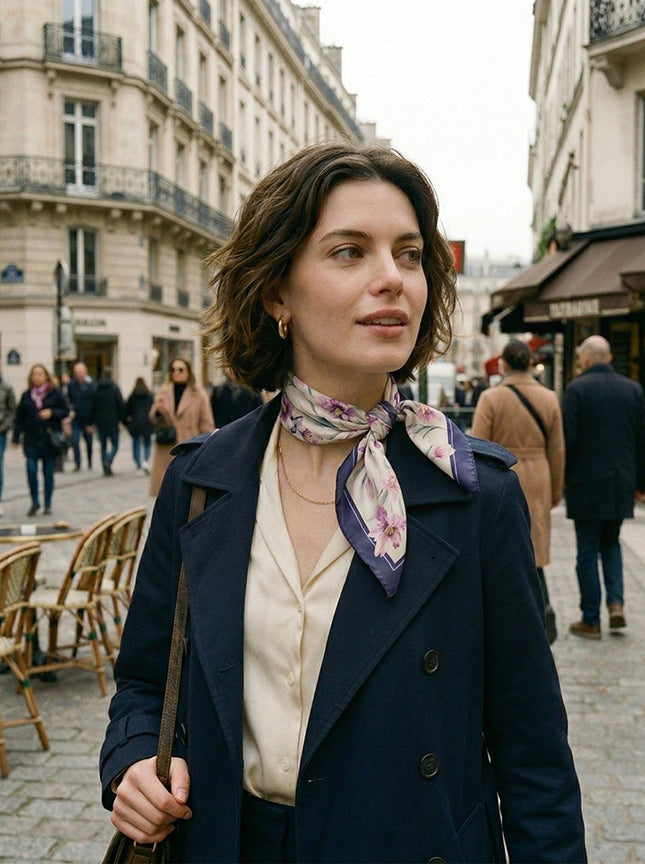 Nina Ho | Tulip and Butterfly Double-Sided Silk Scarf