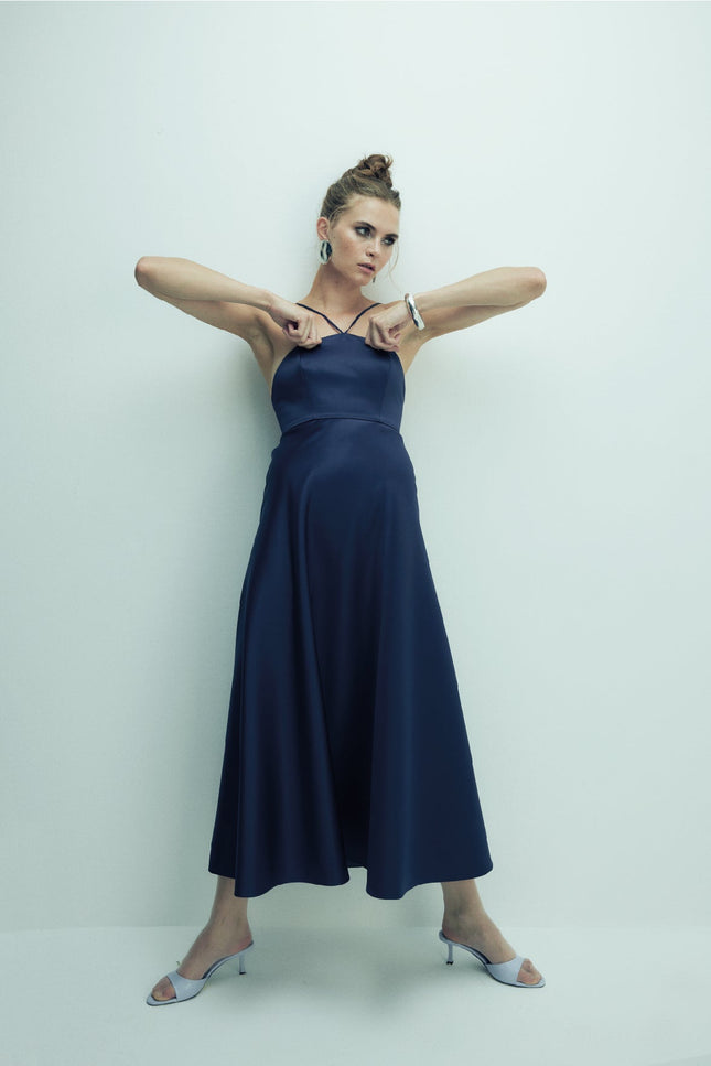 Nazli Ceren | Riley Midi Dress in Midnight Blue