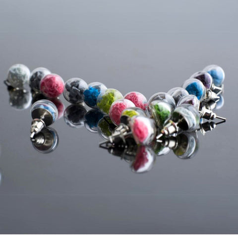 My Little Nature I Stud Earrings With Natural Green Moss