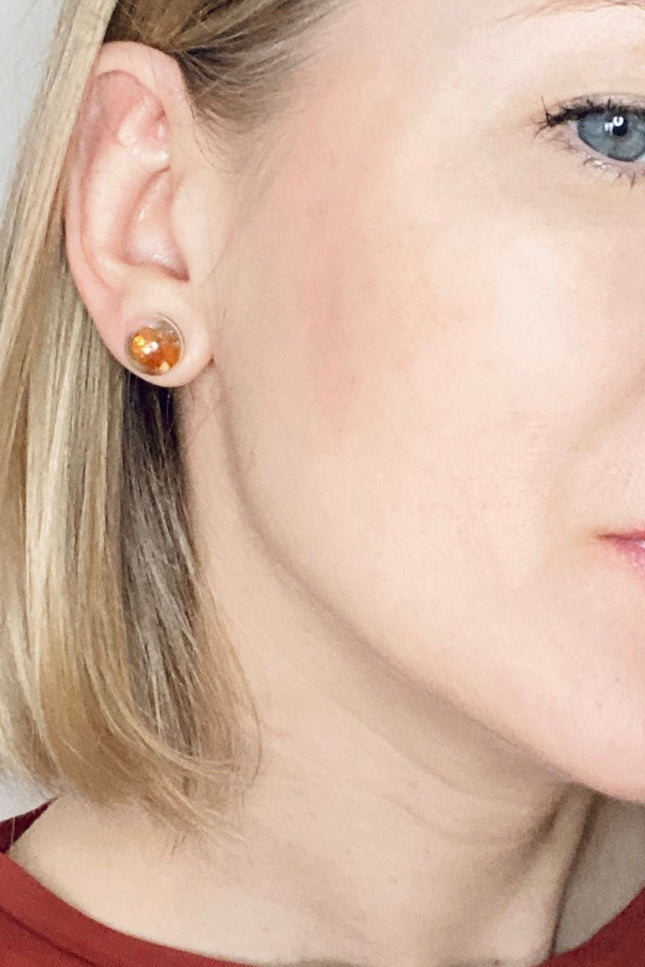 My Little Nature I Stud Earrings With Natural Amber Stones