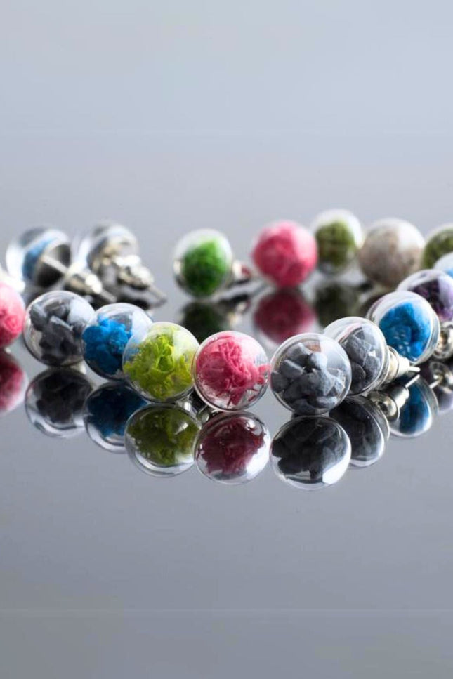 My Little Nature I Stud Earrings With Natural Green Moss