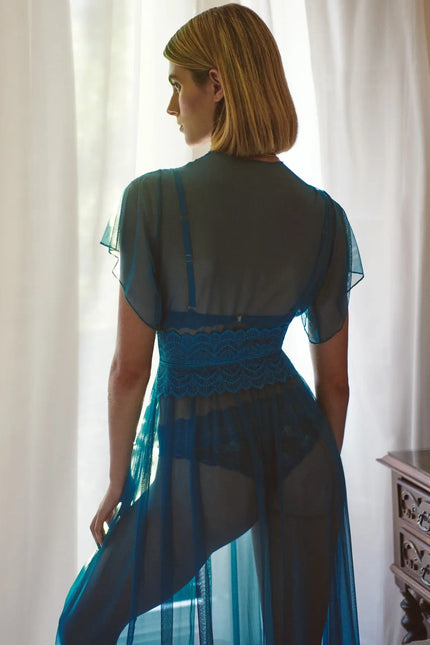 Luciela | TEAL SHEER MESH ROBE