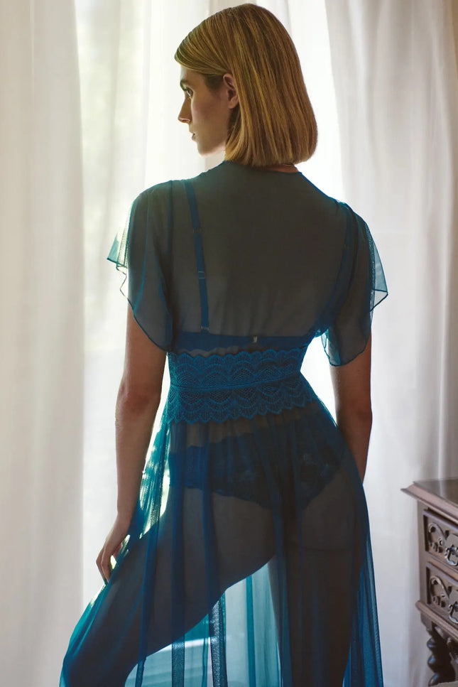 Luciela | TEAL SHEER MESH ROBE