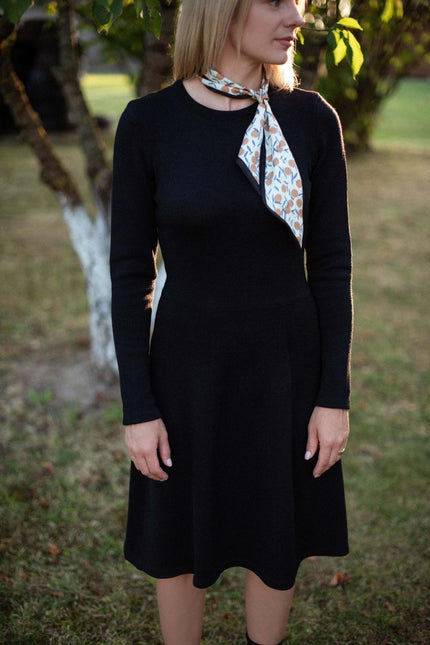 Monala | Mini Knitted Merino Wool A-line Dress in Black