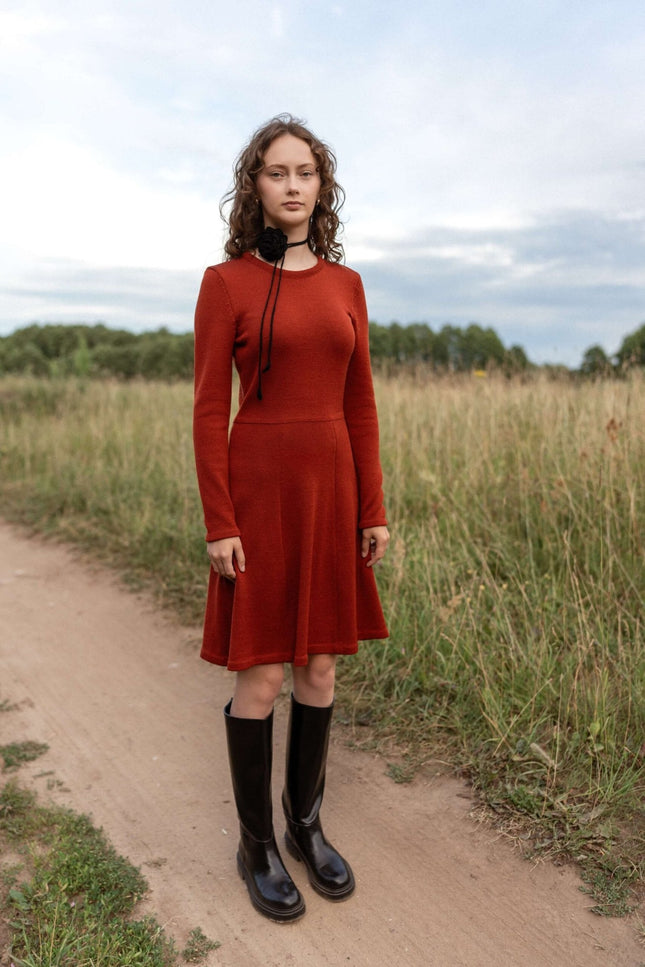 Monala | Mini Knitted Merino Wool A-line Dress in Black