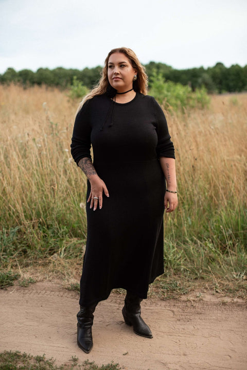 Monala | Midi sukienka z merino w kształcie litery A