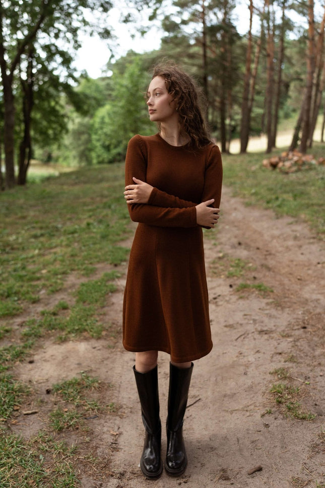 Monala | Mini Knitted Merino Wool A-line Dress in Grey