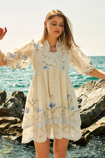 Petra Petrova | Flower Brode Blue Dress Syndy