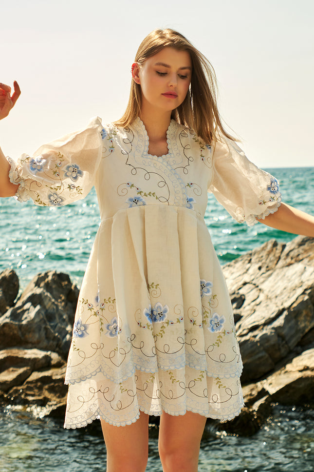 Petra Petrova | Flower Brode Blue Dress Syndy
