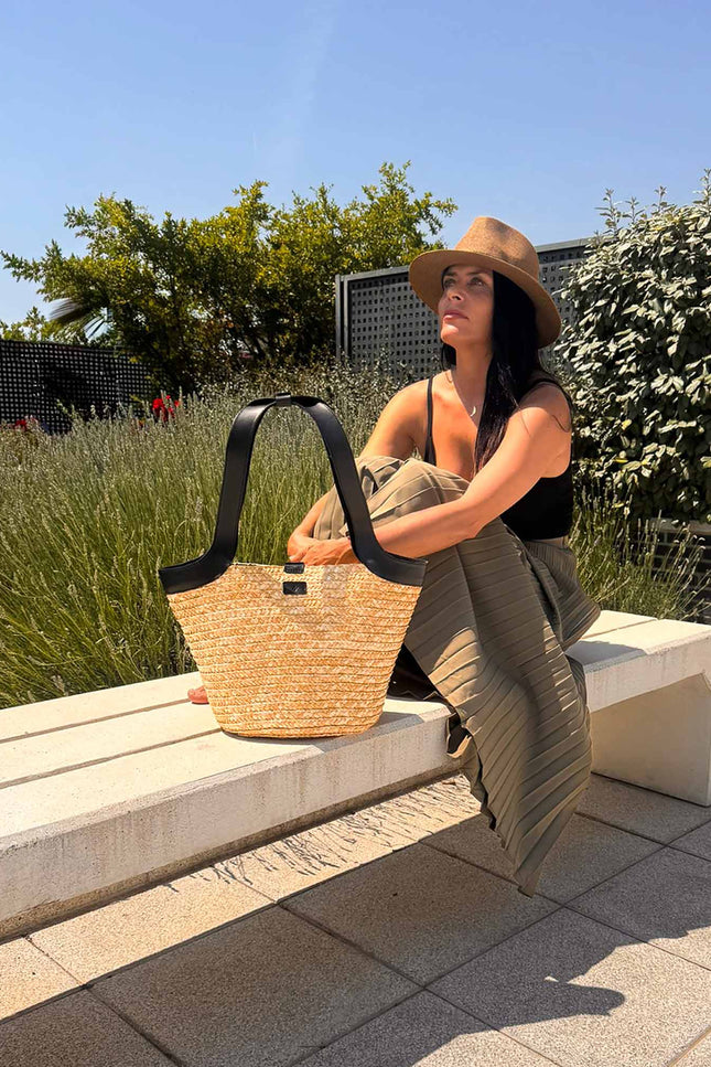 bolso capazo de palma y piel tabaiba modelo
