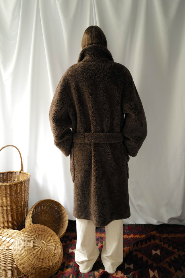 Anna Led | Wool/Silk Teddy Robe Style Coat