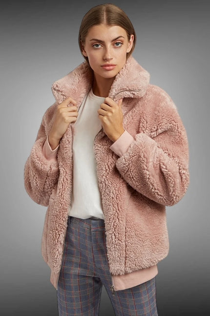 Woody Borg Oversized Bomber Jacket - Pink - Back