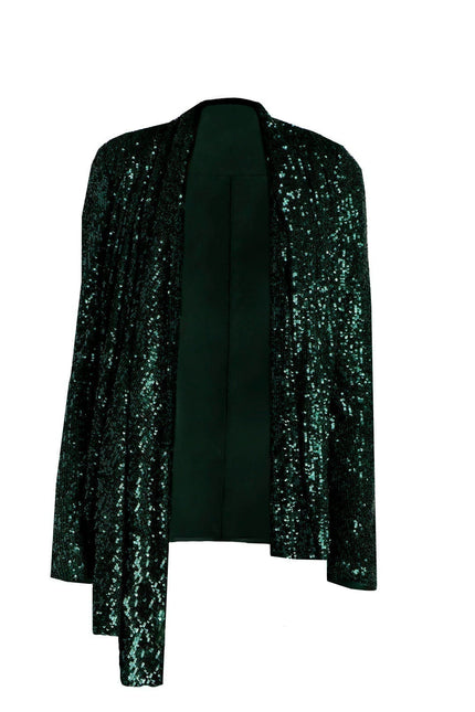 Anitabel | TIA GREEN SEQUIN HIGH LOW BLAZER WITH BELT