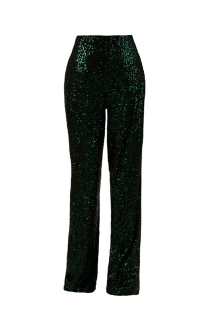 Anitabel | TIA GREEN SEQUIN STRAIGHT LEG PANTS